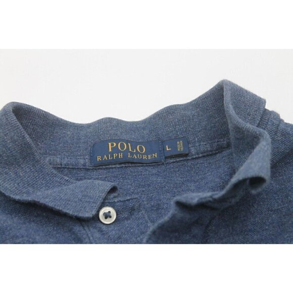 Mens Polo Ralph Lauren Polo Short Sleeve Shirt Distressed Navy Red Pony L - Picture 3 of 10
